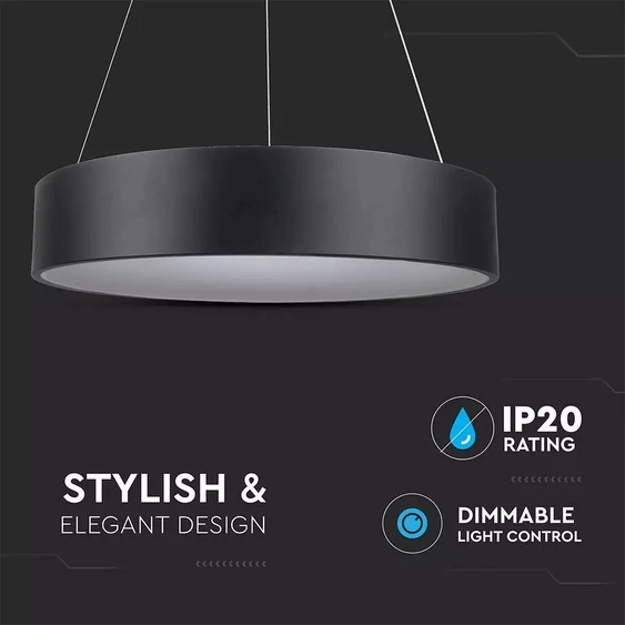 20W LED Surface Smooth Pendant Light Dimmable Black 3000K