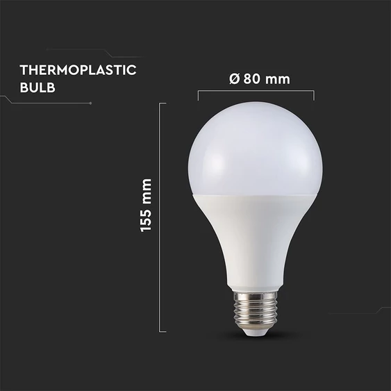 V-TAC 20W E27 meleg fehér A80 LED égő, 120 Lm/W - SKU 23747