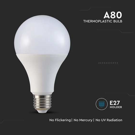 V-TAC 20W E27 meleg fehér A80 LED égő, 120 Lm/W - SKU 23747