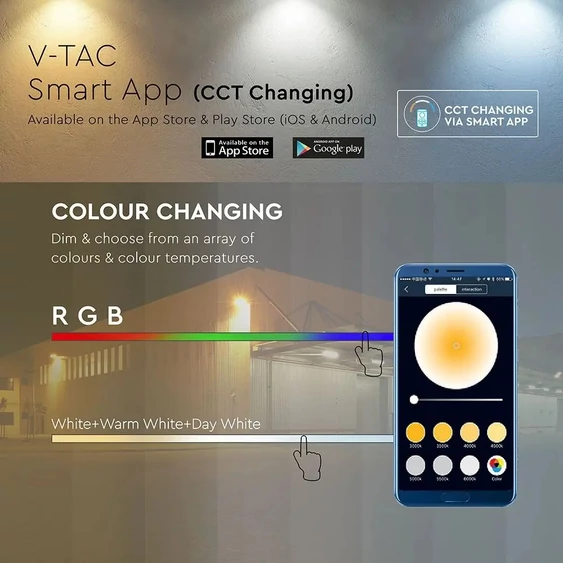 V-TAC 20W, fekete, bluetooth-os okos LED reflektor, RGB+CCT - SKU 5985