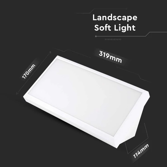 V-TAC Landscape 20W kültéri fali LED lámpa hideg fehér, fehér házzal, 100 Lm/W - SKU 6818