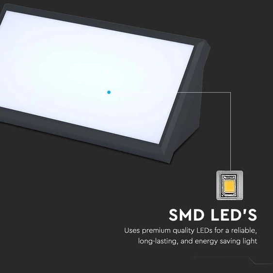 V-TAC Landscape 20W kültéri fali LED lámpa hideg fehér, fekete házzal, 100 Lm/W - SKU 6812