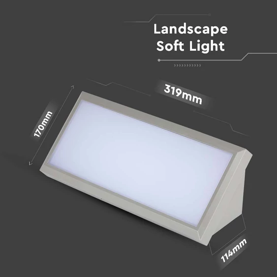 V-TAC Landscape 20W kültéri fali LED lámpa hideg fehér, szürke házzal, 100 Lm/W - SKU 218238