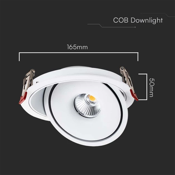 V-TAC 20W süllyeszthető COB LED mélysugárzó, állítható szöggel, fehér házzal, CCT - SKU 10581