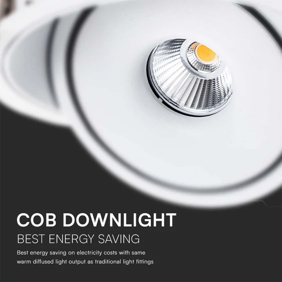 V-TAC 20W süllyeszthető COB LED mélysugárzó, állítható szöggel, fehér házzal, CCT - SKU 10581