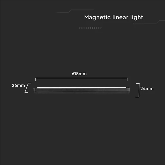 V-TAC 22W lineáris LED lámpatest Slim 48V mágneses sínhez, hideg fehér - SKU 10250