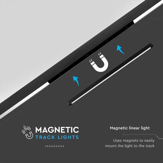 V-TAC 22W lineáris LED lámpatest Slim 48V mágneses sínhez, hideg fehér - SKU 10250