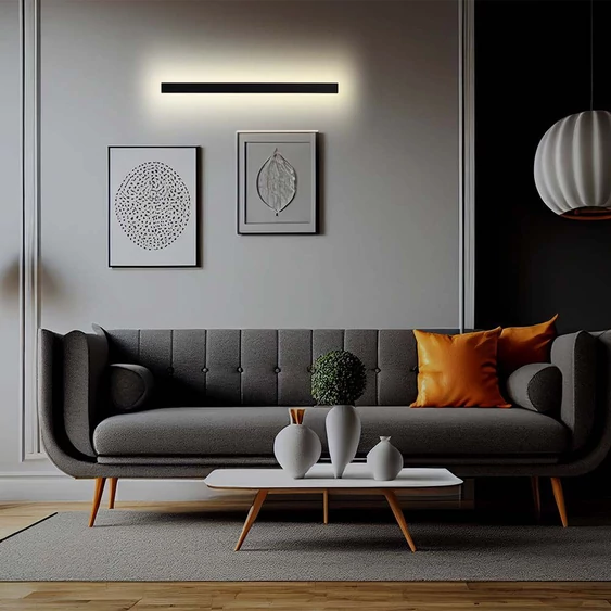 V-TAC 23W lineáris fali LED lámpa, 141cm, fekete, meleg fehér - SKU 10436
