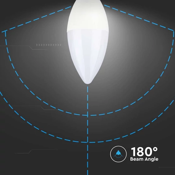 V-TAC 2.9W E14 hideg fehér C37 LED gyertya égő - SKU 2986