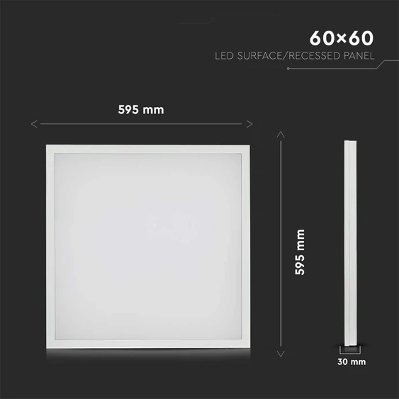 V-TAC 2in1 LED panel hideg fehér 36W 60 x 60cm, 110 Lm/W - SKU 638021