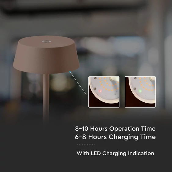 Corten table LED lamp, battery powered, 2W, touch dimmable, 3000K