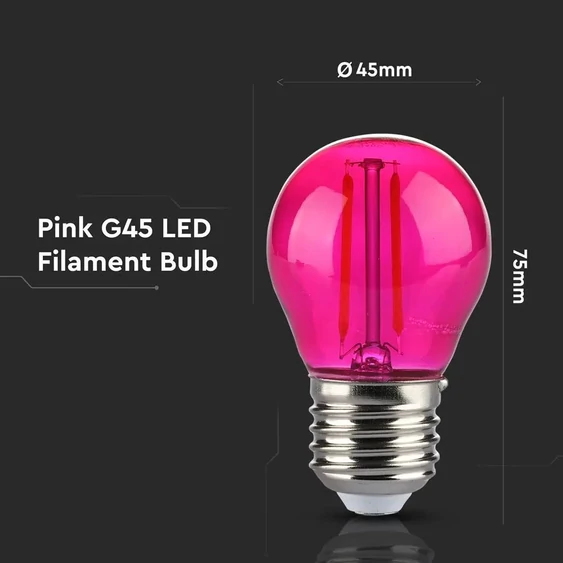 V-TAC 2W E27 rózsaszín filament LED égő - SKU 7410