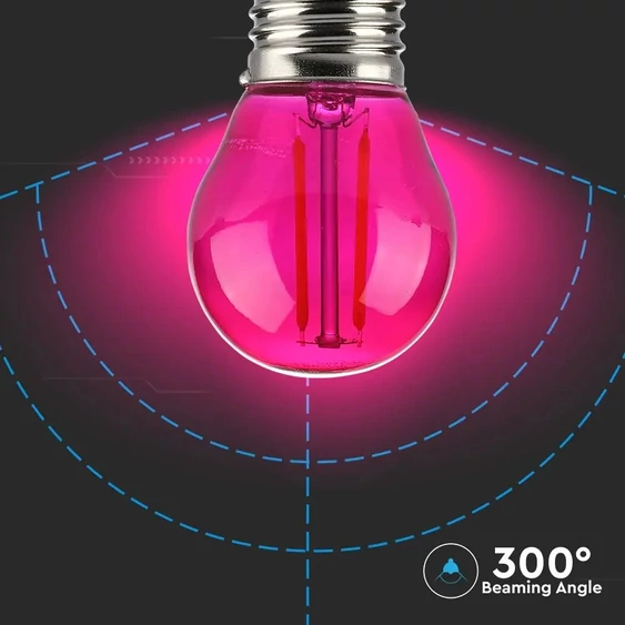 V-TAC 2W E27 rózsaszín filament LED égő - SKU 7410