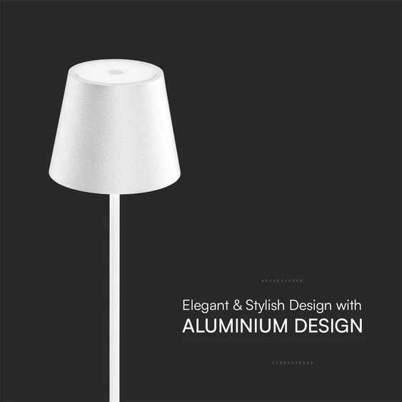 V-TAC 1.5W fehér, töltőtalpas, akkumulátoros LED lámpa IP54, meleg fehér - SKU 23445