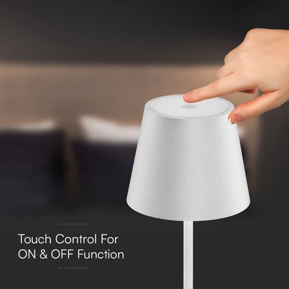 V-TAC 1.5W fehér, töltőtalpas, akkumulátoros LED lámpa IP54, meleg fehér - SKU 23445