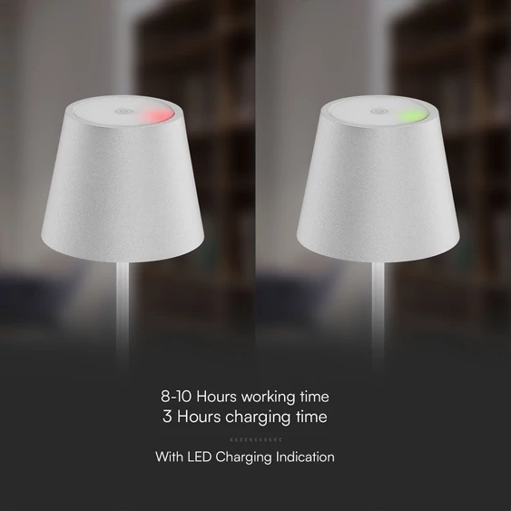 V-TAC 1.5W fehér, töltőtalpas, akkumulátoros LED lámpa IP54, meleg fehér - SKU 23445