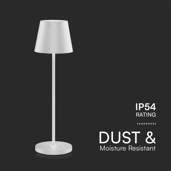 V-TAC 1.5W fehér, töltőtalpas, akkumulátoros LED lámpa IP54, meleg fehér - SKU 23445