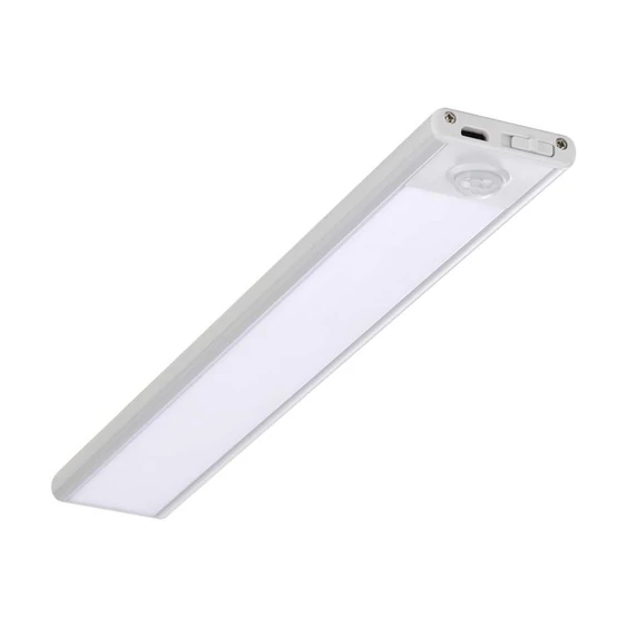 V-TAC 2W, 2in1 akkumulátoros LED bútorvilágítás, természetes fehér, ezüst házzal, 40 cm - SKU 2962