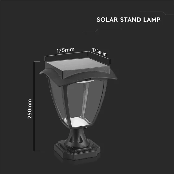 2W LED Solar Stand Lamp Black Body 3000K+6000K