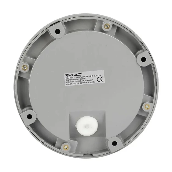 V-TAC 2W szürke LED lépcsővilágítás, kerek, IP65, meleg fehér - SKU 1319