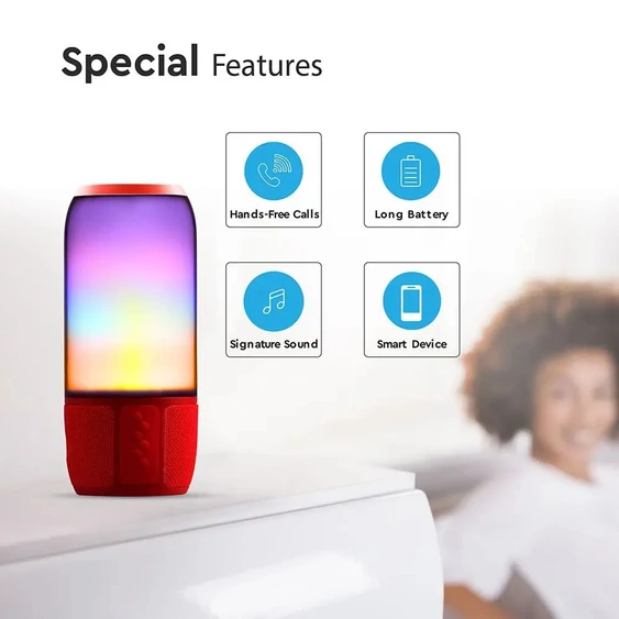 2*3W LED Bluetooth Speaker With USB&TF Card Slot Red
