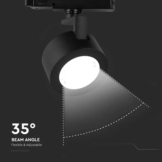V-TAC 30W 3in1 fekete tracklight lámpa, állítható színhőmérséklettel - SKU 10371