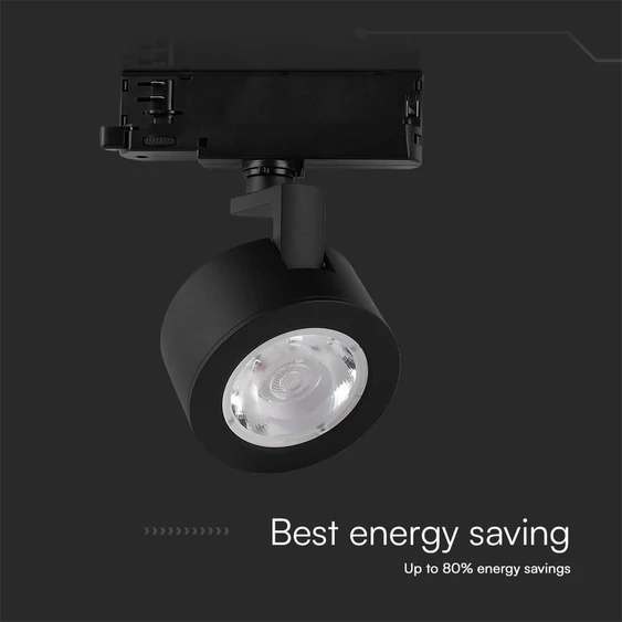 V-TAC 30W 3in1 fekete tracklight lámpa, állítható színhőmérséklettel - SKU 10371