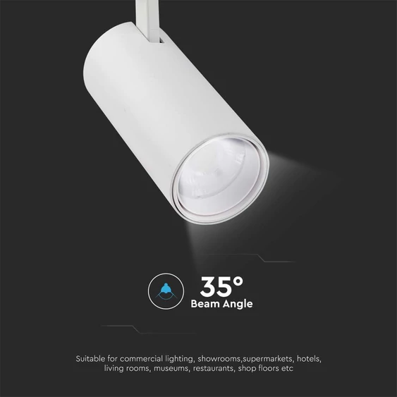 V-TAC 30W COB sínes spotlámpa, állítható színhőmérséklettel, fehér házas - SKU 8142