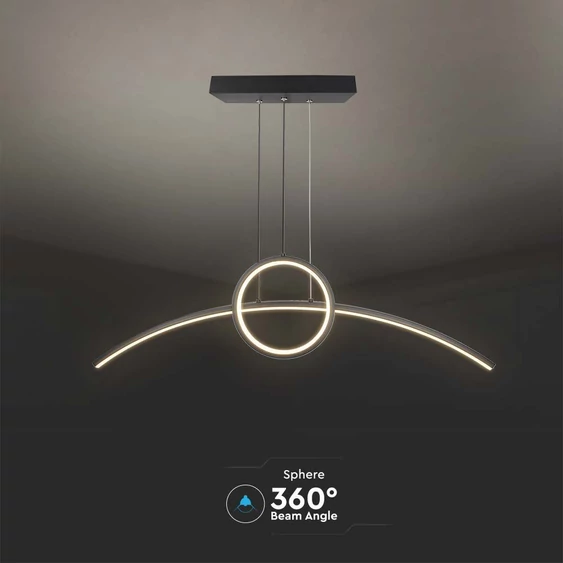 V-TAC 30W designer kétágú csillár, természetes fehér, fekete házzal, 105 Lm/W - SKU 6933
