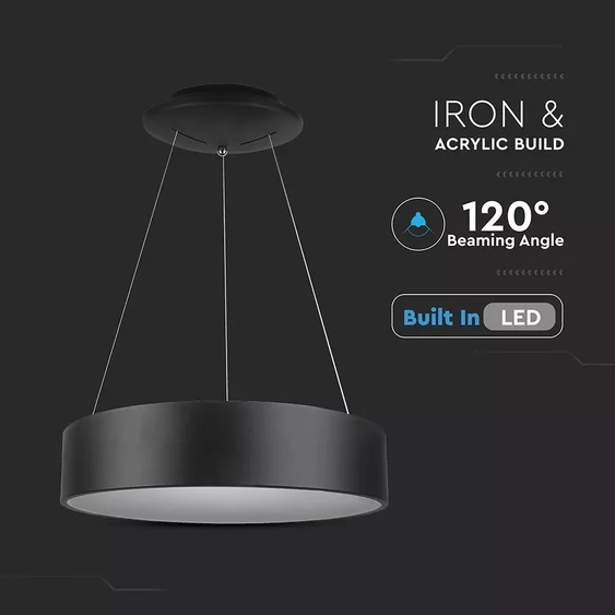 30W LED Surface Smooth Pendant Light Dimmable Black 3000K