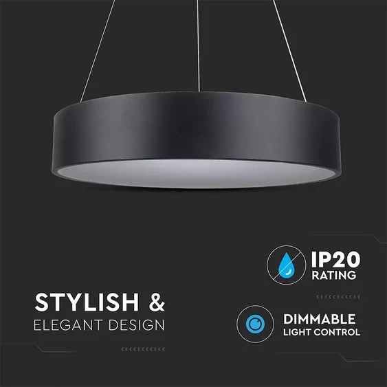 30W LED Surface Smooth Pendant Light Dimmable Black 3000K