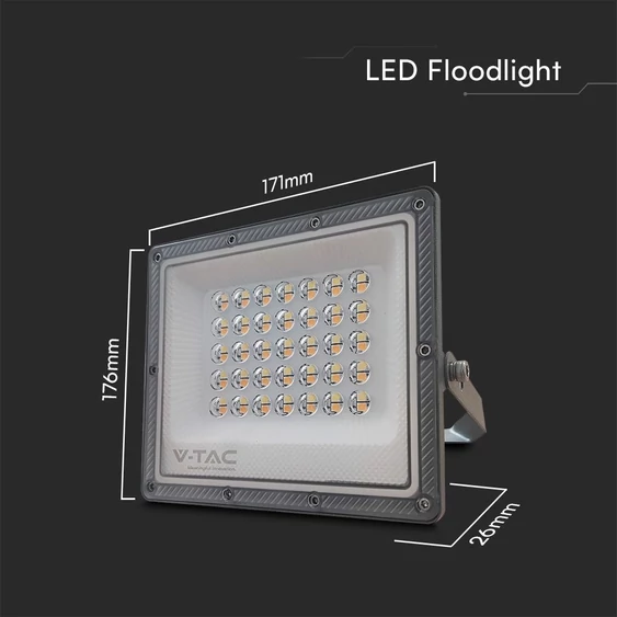 V-TAC RLE 30W LED reflektor, állítható színhőmérséklettel, szürke házzal - SKU 23613