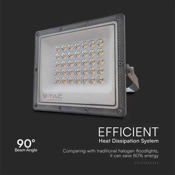 V-TAC RLE 30W LED reflektor, állítható színhőmérséklettel, szürke házzal - SKU 23613