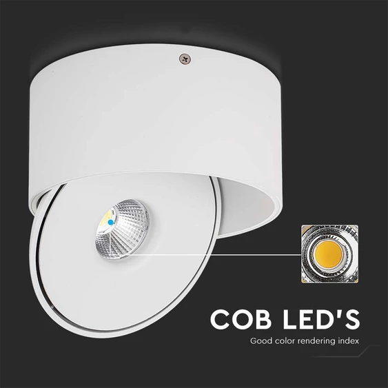 V-TAC 30W mennyezeti COB LED mélysugárzó, állítható szöggel, fehér házzal, CCT - SKU 23157