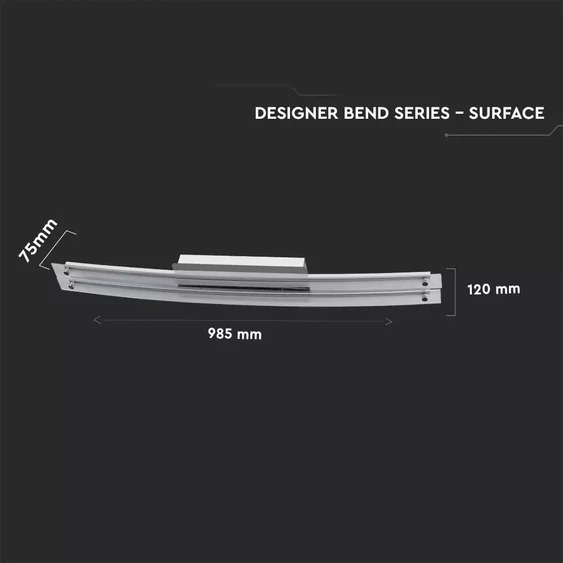 36W Designer Bend Glass Double Seiling Surface Chrome 4000К D985mm*2