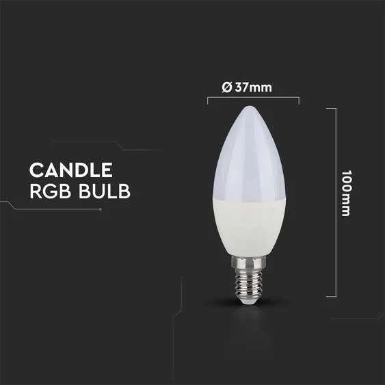 V-TAC 3.5W E14 RGB+meleg fehér dimmelhető LED gyertya égő - SKU 2769