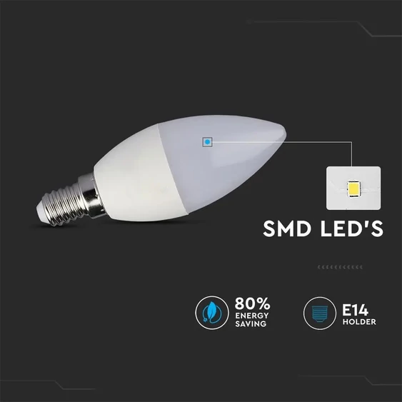 V-TAC 3.5W E14 RGB+meleg fehér dimmelhető LED gyertya égő - SKU 2769
