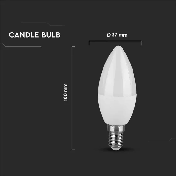 LED Bulb - 3.7W C37 E14 Candle 6500К