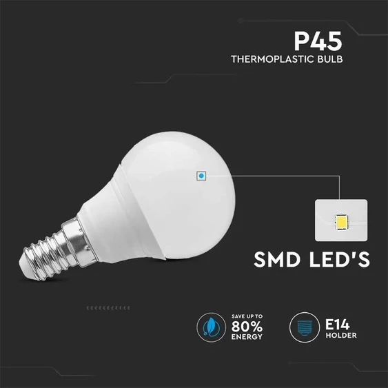 V-TAC 3.7W E14 meleg fehér P45 LED - SKU 214123