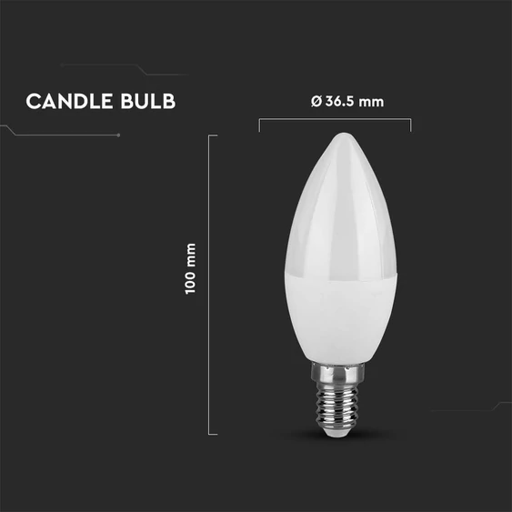 V-TAC 3.7W E14 Hideg fehér C37 LED gyertya égő - SKU 8041