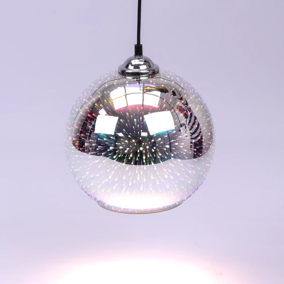 Pendant Light Holder E27 With 3D Glass Lampshade 250mm