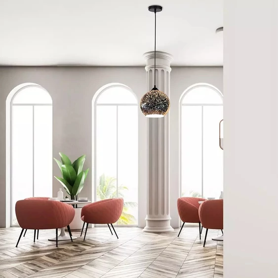 Pendant Light Holder E27 With 3D Glass Lampshade 250mm