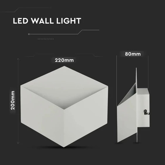 V-TAC 3W beltéri fehér fali LED lámpa meleg fehér - SKU 8344