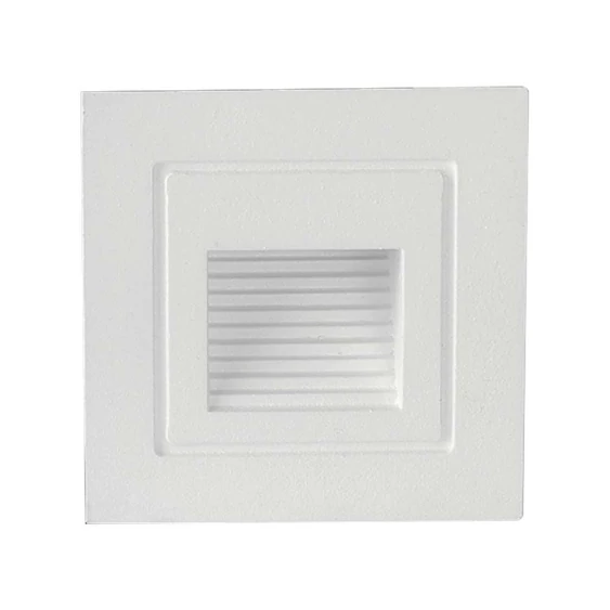 V-TAC 3W süllyeszthető szögletes lépcsővilágítás, 58x58mm, fehér házzal, meleg fehér - SKU 10376