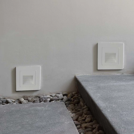 V-TAC 3W süllyeszthető szögletes lépcsővilágítás, 58x58mm, fehér házzal, meleg fehér - SKU 10376