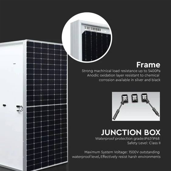 V-TAC 450W Mono félcellás szolár panel, napelem, 2094x1038x35mm - SKU 11353