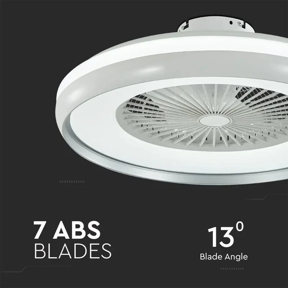 V-TAC 45W mennyezeti ventilátor, változtatható színhőmérséklettel, szürke díszcsíkkal - SKU 217935