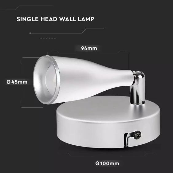 V-TAC 4.5W beltéri fehér fali LED lámpa meleg fehér - SKU 8262