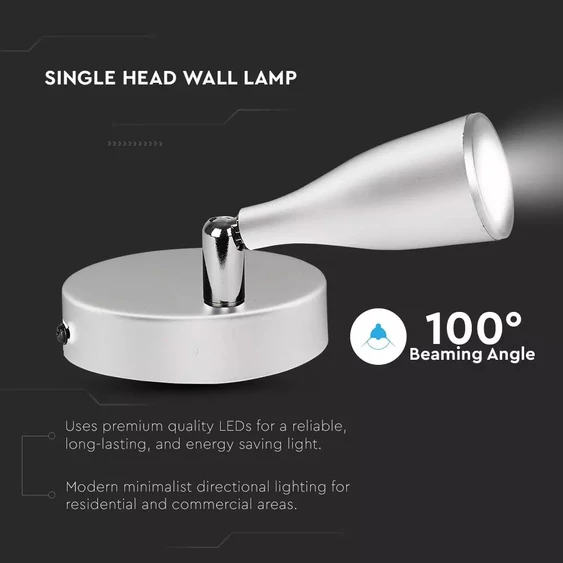 V-TAC 4.5W beltéri fehér fali LED lámpa meleg fehér - SKU 8262