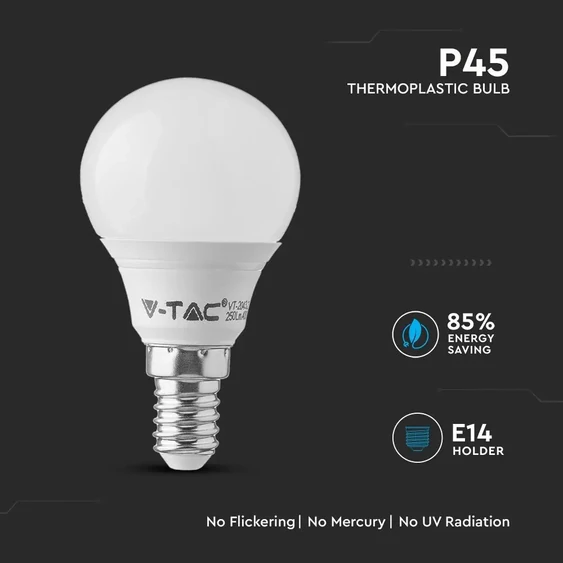 V-TAC 4.5W E14 hideg fehér LED égő - SKU 266